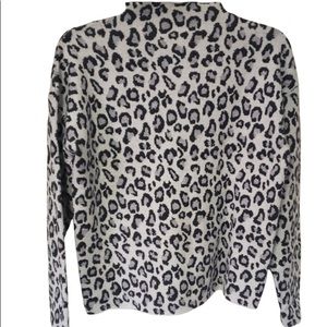 Nwt CYNTHIA ROWLEY leopard print mock neck sweater